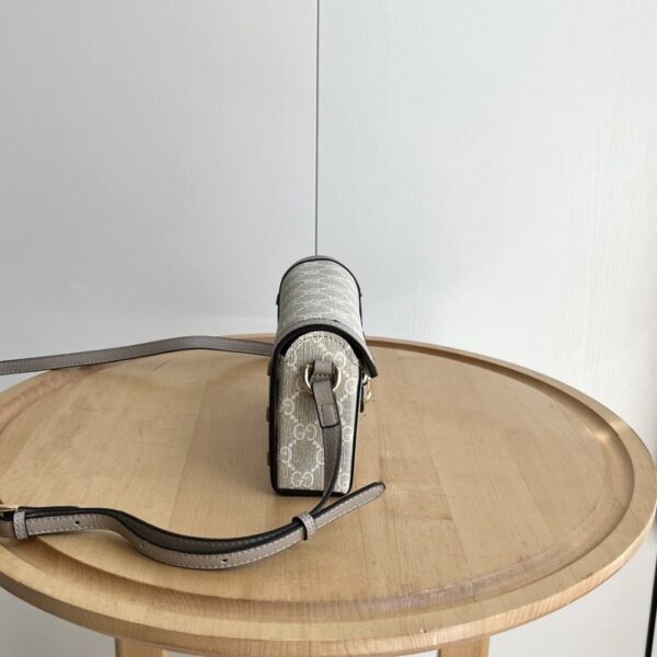 GUCCI HORSEBIT 1955 MINI BAG ‎BEIGE AND WHITE GG SUPREME 18CM ‎‎699296 UULBG 9683 - Image 4