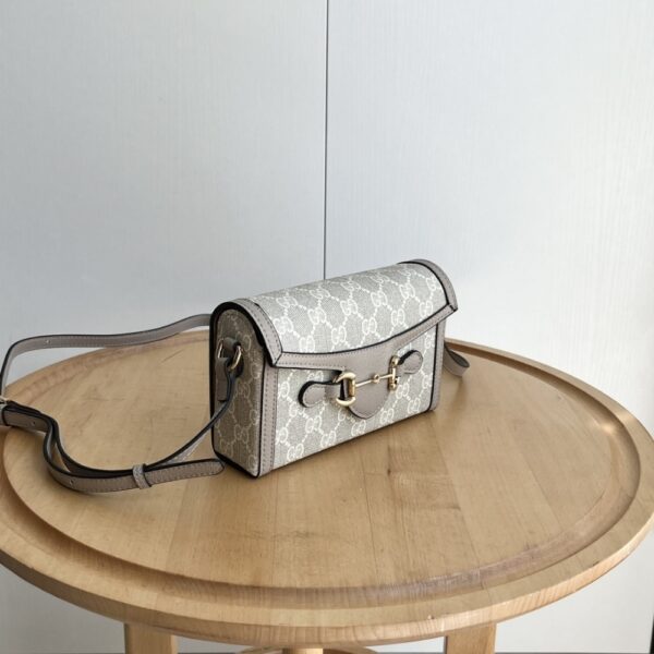 GUCCI HORSEBIT 1955 MINI BAG ‎BEIGE AND WHITE GG SUPREME 18CM ‎‎699296 UULBG 9683 - Image 3