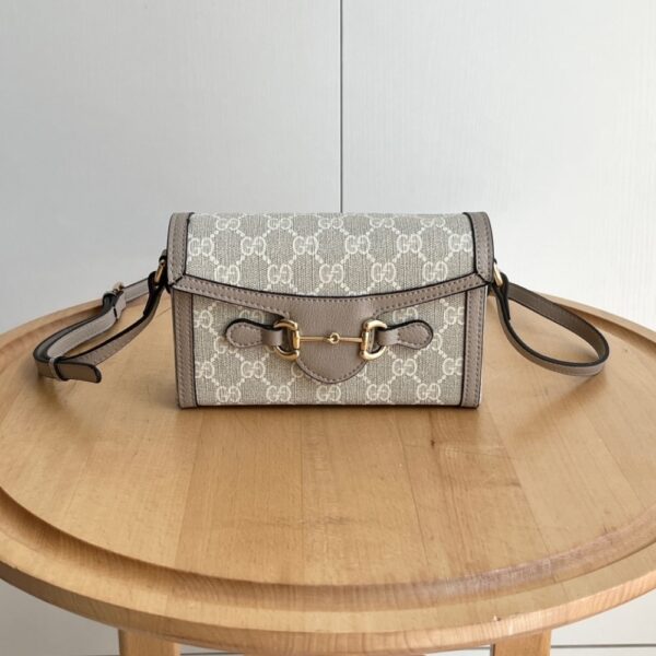 GUCCI HORSEBIT 1955 MINI BAG ‎BEIGE AND WHITE GG SUPREME 18CM ‎‎699296 UULBG 9683 - Image 2