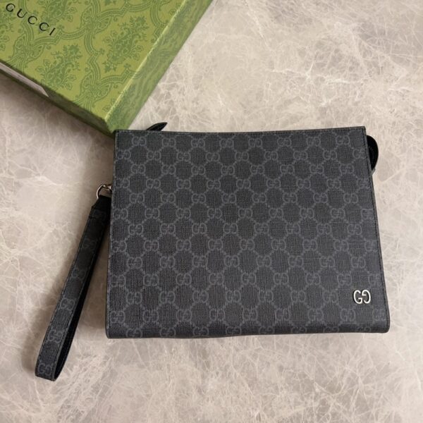 GUCCI GG POUCH WITH GREY TRIM BLACK 18CM 768255 FACQC 1048 - Image 2