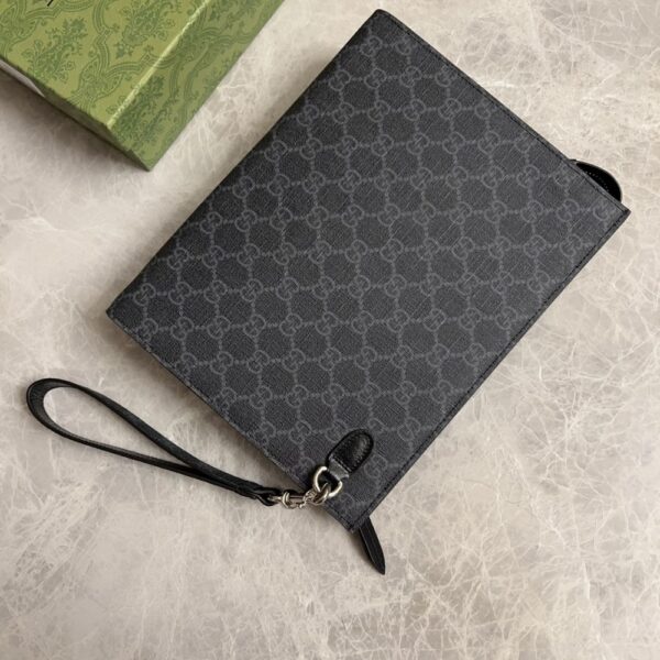 GUCCI GG POUCH WITH GREY TRIM BLACK 18CM 768255 FACQC 1048 - Image 3