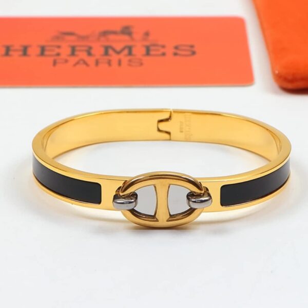HERMES MINI CLIC CHAINE D'ANCRE BRACELET GOLD TONE WITH BLACK H209000FV01PM - Image 2