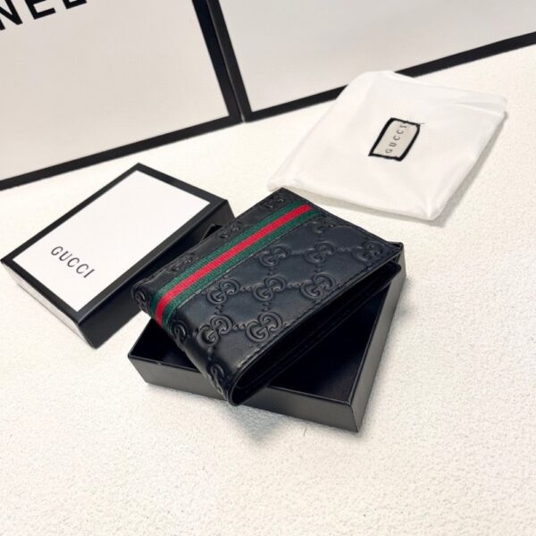 GUCCI GUCCISSIMA WEB BIFOLD WALLET BLACK 11CM - Image 3