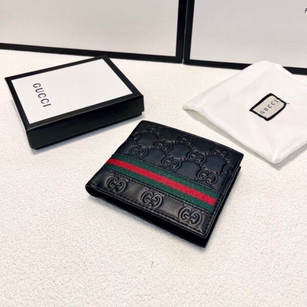 GUCCI GUCCISSIMA WEB BIFOLD WALLET BLACK 11CM - Image 4