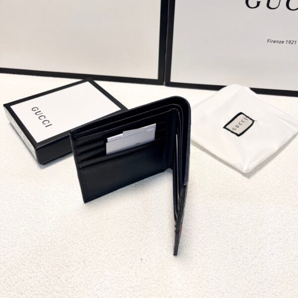 GUCCI GUCCISSIMA WEB BIFOLD WALLET BLACK 11CM - Image 5