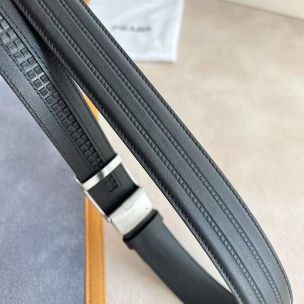 PRADA SAFFIANO LEATHER BELT SILVER HARDWARE IN BLACK - Image 4