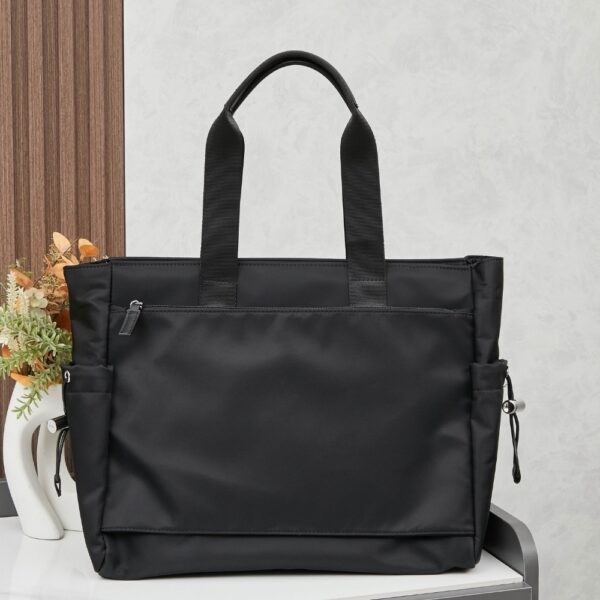 PRADA RE NYLON AND SAFFIANO TOTE BLACK 39CM VG042 2DMG F0002 V MON - Image 4