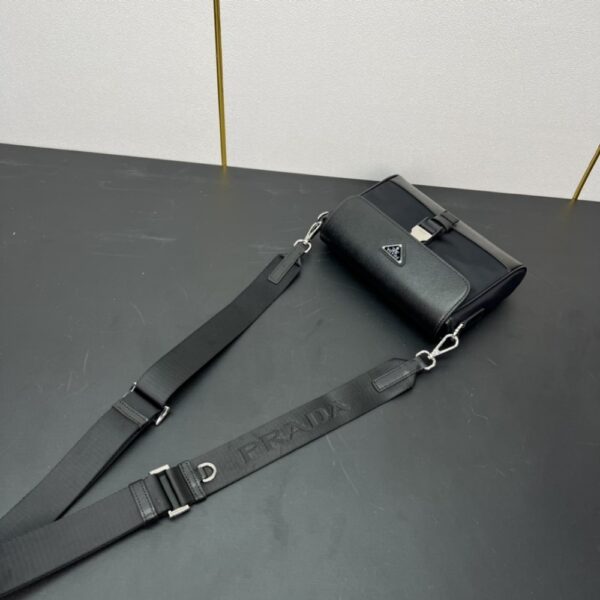 PRADA RE NYLON AND SAFFIANO SHOULDER BAG BLACK 20CM 2VD053 2DMH F0002 V OOO - Image 5