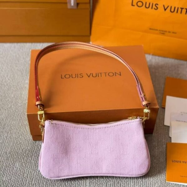 LOUIS VUITTON LIV POCHETTE MONOGRAM DENIM WASHED PINK 24CM M14159 - Image 5