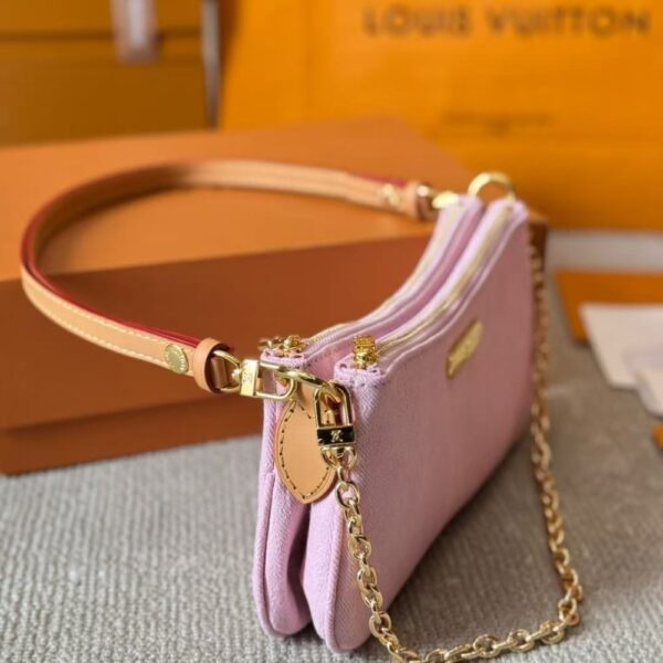 LOUIS VUITTON LIV POCHETTE MONOGRAM DENIM WASHED PINK 24CM M14159 - Image 6