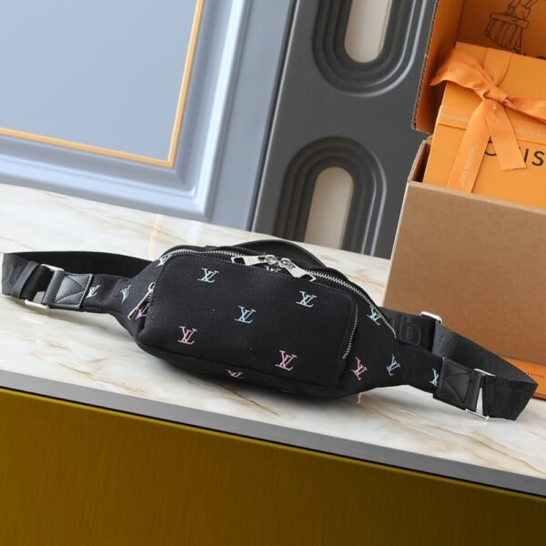 LOUIS VUITTON RUSH BUMBAG BLASON DENIM BLACK 30CM M13961 - Image 5