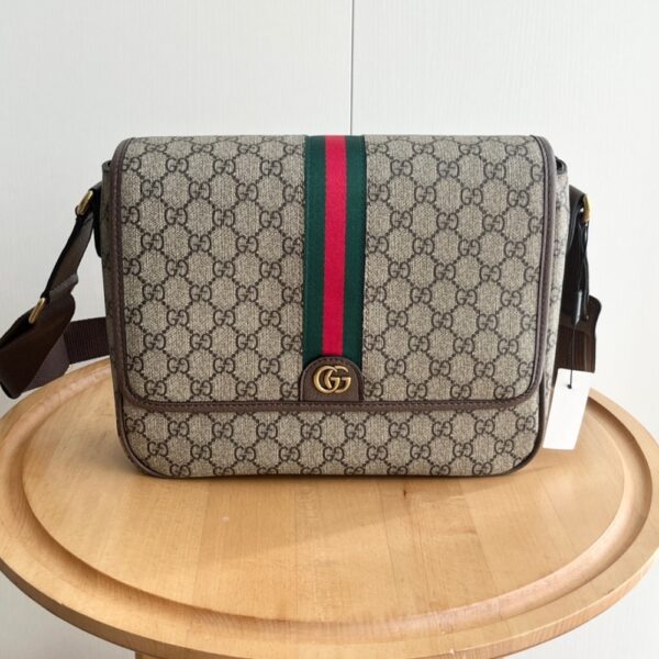 GUCCI OPHIDIA MEDIUM MESSENGER BAG BEIGE AND EBONY 28CM 761741 FACJQ 9741 - Image 2