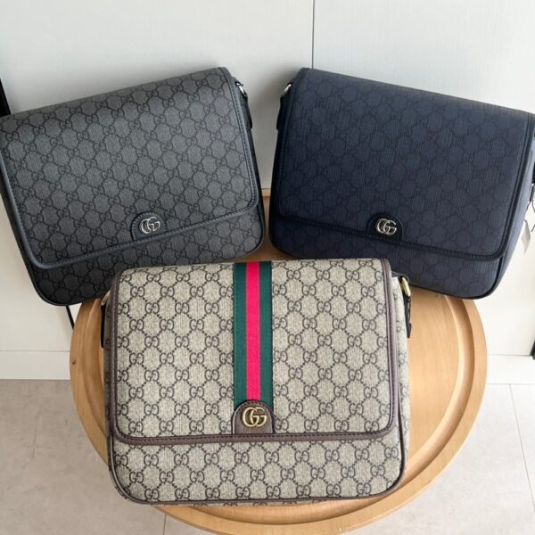 GUCCI OPHIDIA MEDIUM MESSENGER BAG BEIGE AND EBONY 28CM 761741 FACJQ 9741 - Image 3
