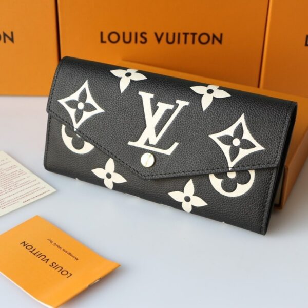 LOUIS VUITTON SARAH WALLET BICOLOR MONOGRAM EMPREINTE BLACK AND BEIGE 19CM M80496 - Image 2