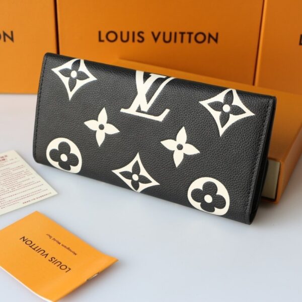 LOUIS VUITTON SARAH WALLET BICOLOR MONOGRAM EMPREINTE BLACK AND BEIGE 19CM M80496 - Image 3