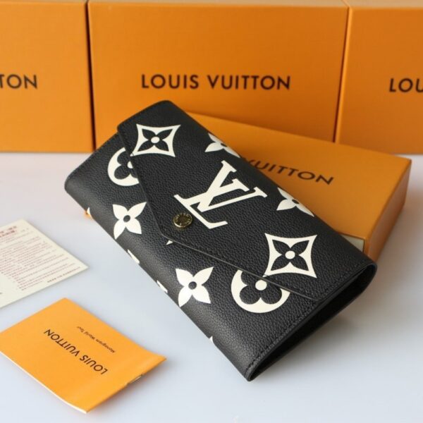 LOUIS VUITTON SARAH WALLET BICOLOR MONOGRAM EMPREINTE BLACK AND BEIGE 19CM M80496 - Image 4
