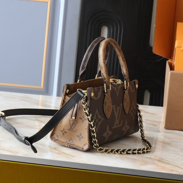 LOUIS VUITTON ONTHEGO EAST WEST CHAIN MONOGRAM REVERSE BROWN 25CM M14236 - Image 3