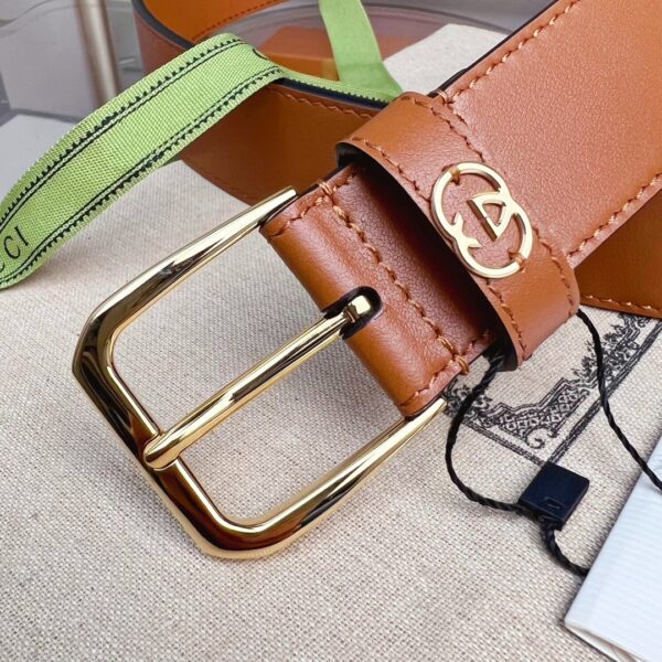 GUCCI BROWN BELT WITH SQUARE BUCKLE AND INTERLOCKING G GOLD MEATL 35MM - Image 4