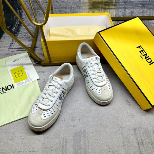 FENDI MATCH SUEDE LOW TOPS WHITE AND BROWN  8E8670ASB2F1RUX - Image 2