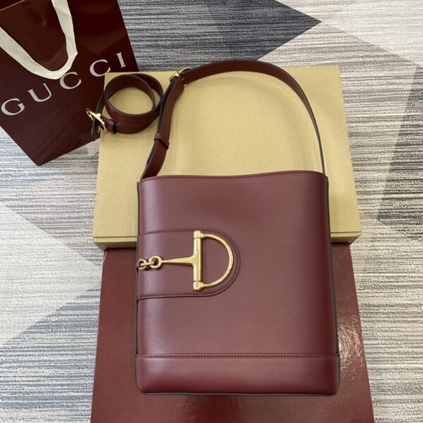 GUCCI 73 SMALL BUCKET BAG ROSSO ANCORA RED LEATHER 20CM 833665 AAEC2 6207 - Image 2