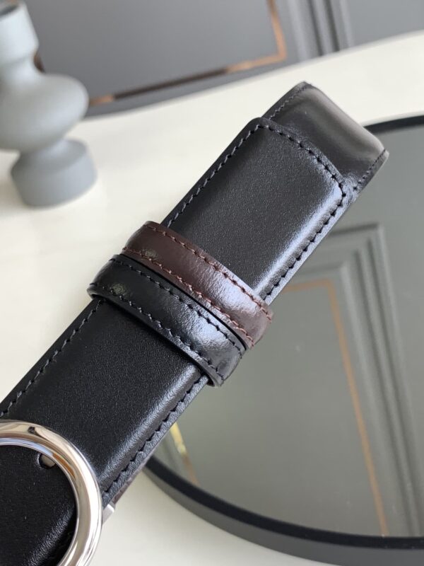 SALVATORE FERRAGAMO REVERSIBLE LEATHER BELT BLACK 3.5CM - Image 4