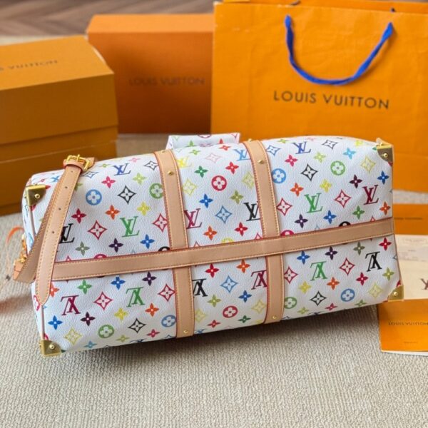 LOUIS VUITTON X TAKASHI MURAKAMI KEEPALL BANDOULIÈRE 45 BAG MULTICOLORE BLANC 45CM M13742 - Image 7