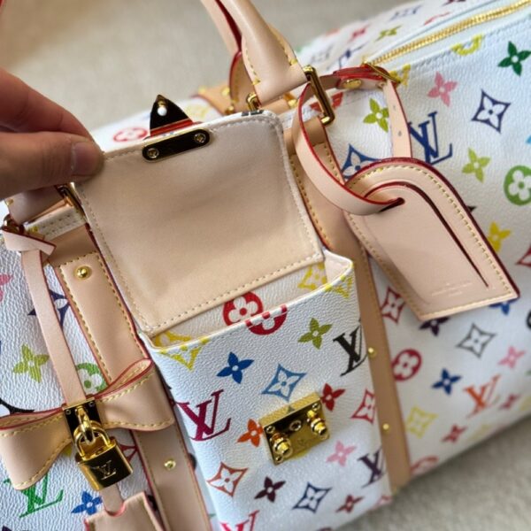 LOUIS VUITTON X TAKASHI MURAKAMI KEEPALL BANDOULIÈRE 45 BAG MULTICOLORE BLANC 45CM M13742 - Image 3