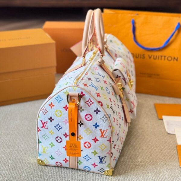 LOUIS VUITTON X TAKASHI MURAKAMI KEEPALL BANDOULIÈRE 45 BAG MULTICOLORE BLANC 45CM M13742 - Image 4