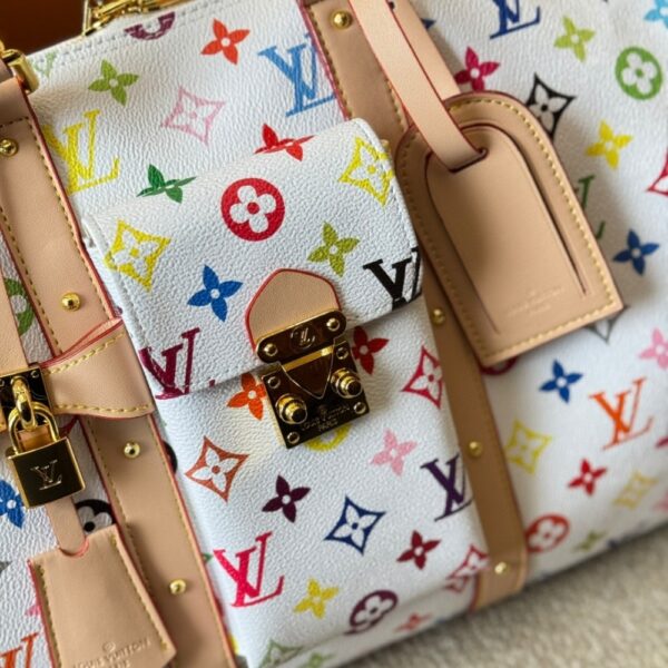 LOUIS VUITTON X TAKASHI MURAKAMI KEEPALL BANDOULIÈRE 45 BAG MULTICOLORE BLANC 45CM M13742 - Image 6