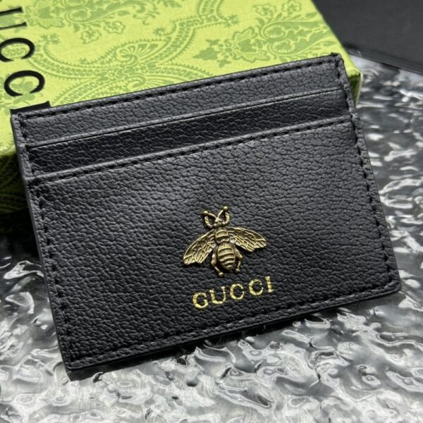GUCCI ANIMALIER LEATHER CARD CASE BLACK 10CM 523685 DJ20T 1000 - Image 2