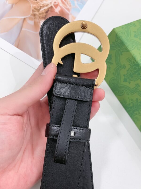 GUCCI GG MAMON DOUBLE G BUCKLE BLACK AND GOLD 6CM ‎414516 AP00T 1000 - Image 4