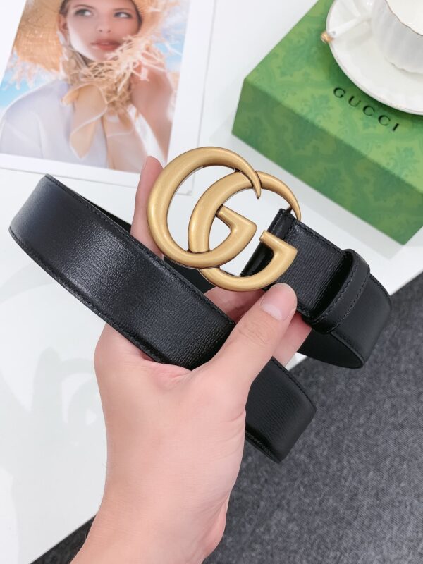 GUCCI GG MAMON DOUBLE G BUCKLE BLACK AND GOLD 6CM ‎414516 AP00T 1000 - Image 6