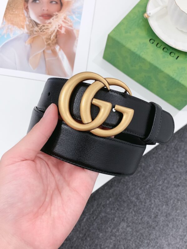 GUCCI GG MAMON DOUBLE G BUCKLE BLACK AND GOLD 6CM ‎414516 AP00T 1000 - Image 7