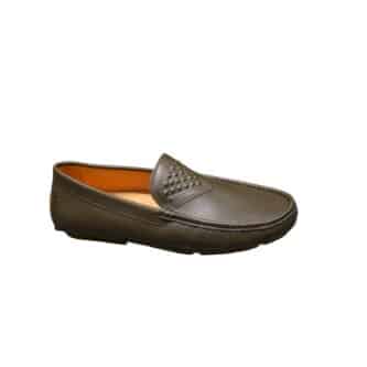 LOUIS VUITTON LOAFERS EMBOSSED LEATHER MOCCASIN DARK GREEN