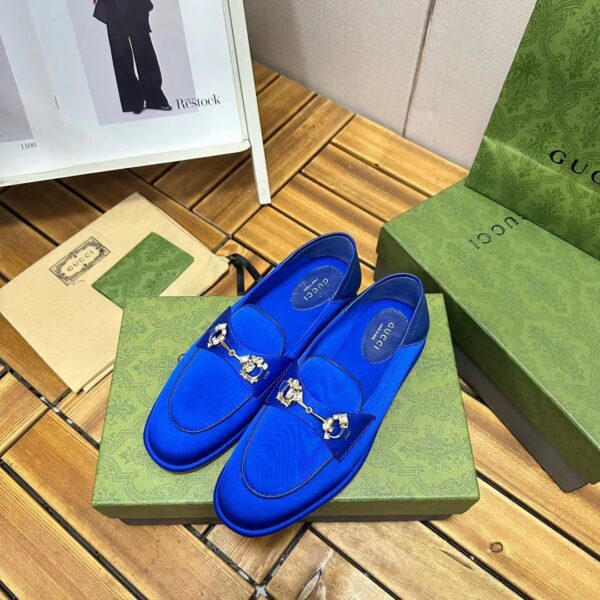 GUCCI HORSEBIT LOAFER WITH CRYSTALS BLUE SATIN 759780 KND90 4380 - Image 2