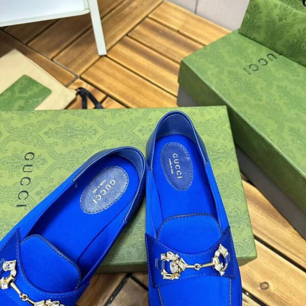 GUCCI HORSEBIT LOAFER WITH CRYSTALS BLUE SATIN 759780 KND90 4380 - Image 4