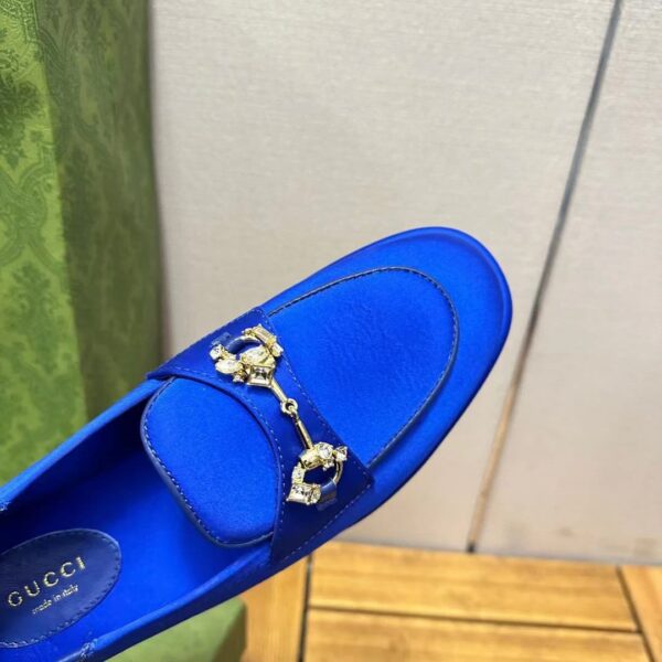 GUCCI HORSEBIT LOAFER WITH CRYSTALS BLUE SATIN 759780 KND90 4380 - Image 6