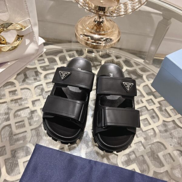 PRADA LEATHER STRAP SANDALS BLACK 2X3129 3LEM F0002 - Image 2