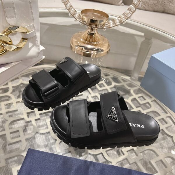 PRADA LEATHER STRAP SANDALS BLACK 2X3129 3LEM F0002 - Image 8