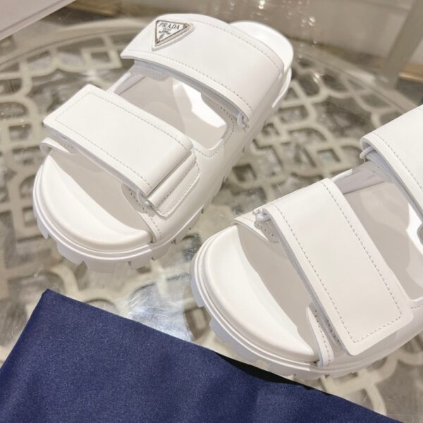PRADA LEATHER STRAP SANDALS WHITE - Image 4