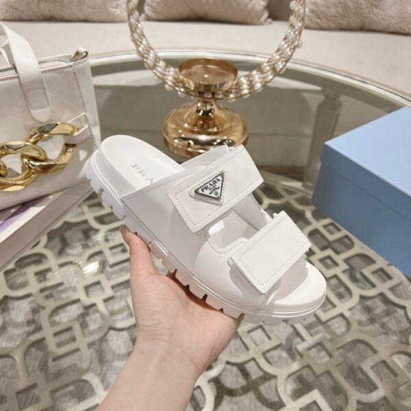 PRADA LEATHER STRAP SANDALS WHITE - Image 5