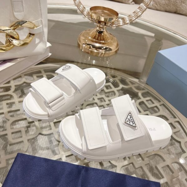 PRADA LEATHER STRAP SANDALS WHITE - Image 8