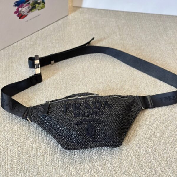 PRADA CROCHET BELT BAG BLACK 30CM - Image 2