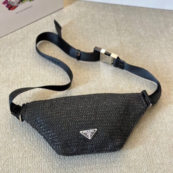 PRADA CROCHET BELT BAG BLACK 30CM - Image 3