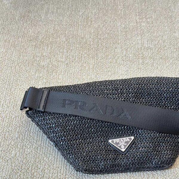 PRADA CROCHET BELT BAG BLACK 30CM - Image 4