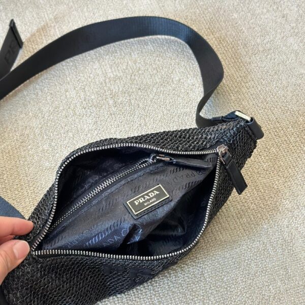 PRADA CROCHET BELT BAG BLACK 30CM - Image 6
