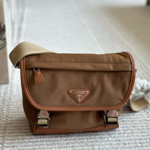 PRADA RE NYLON AND LEATHER SHOULDER BAG CORK BEIGE 24CM 2VD066 2CX2 F0594 V OOO - Image 2