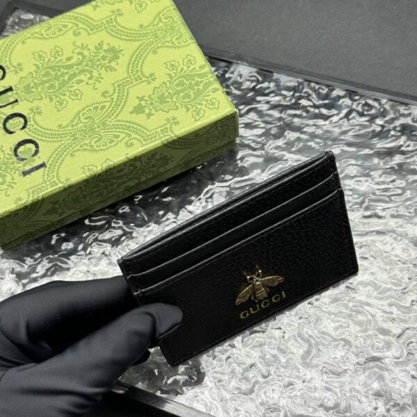 GUCCI ANIMALIER LEATHER CARD CASE BLACK 10CM 523685 DJ20T 1000 - Image 4