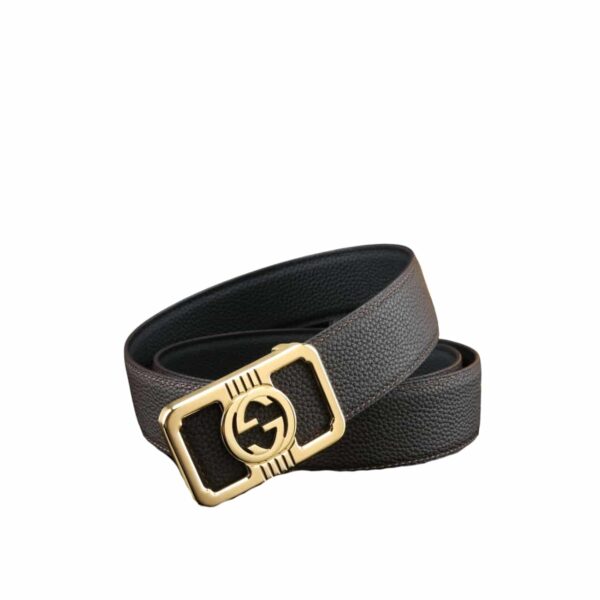 GUCCI COWHIDE DOUBLE G BUCKLE BELT GOLD TONE HARDWARE IN BLACK