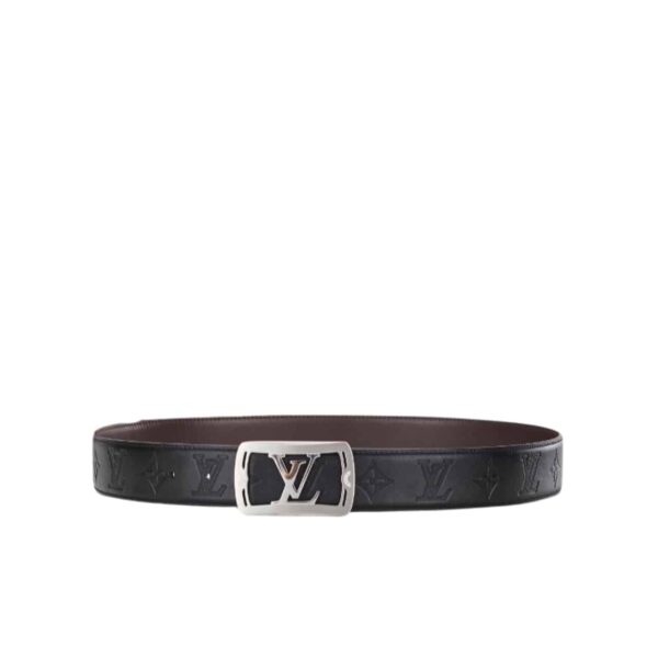 LOUIS VUITTON LV PYRAMIDE MONOGRAM BELT BLACK WITH SILVER TONE HARDWARE